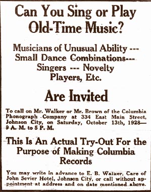 Columbia Records Session - Johnson City, TN 1928